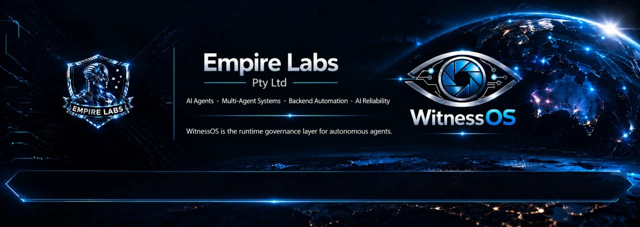 Empire Labs Pty Ltd and WitnessOS. WitnessOS is the runtime governance layer for autonomous agents.